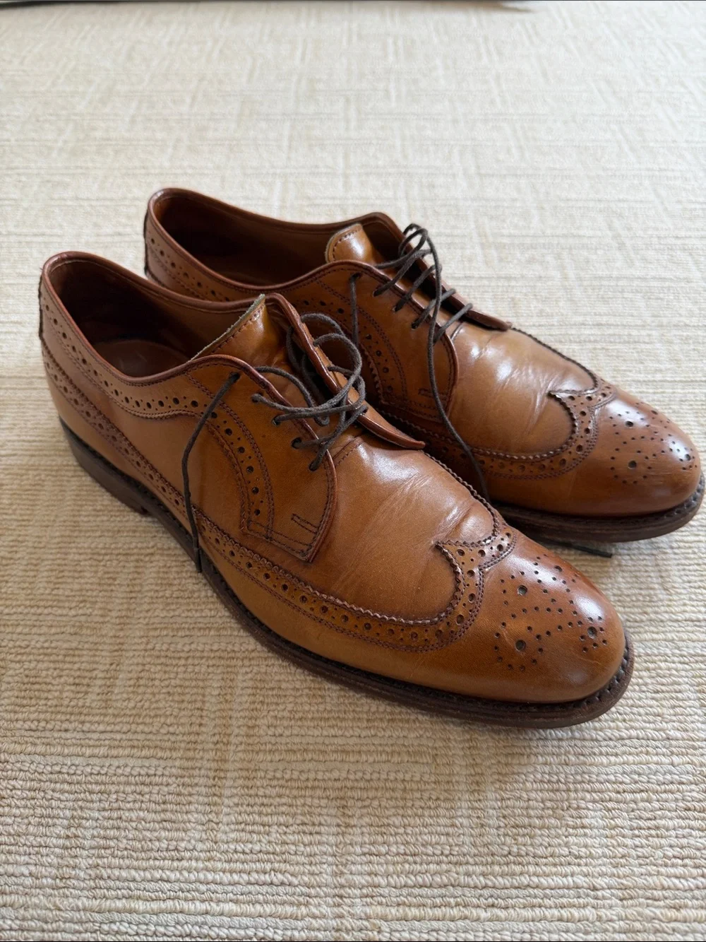 Ralph Lauren Men's Leather Wingtip Dress Shoes - Tan